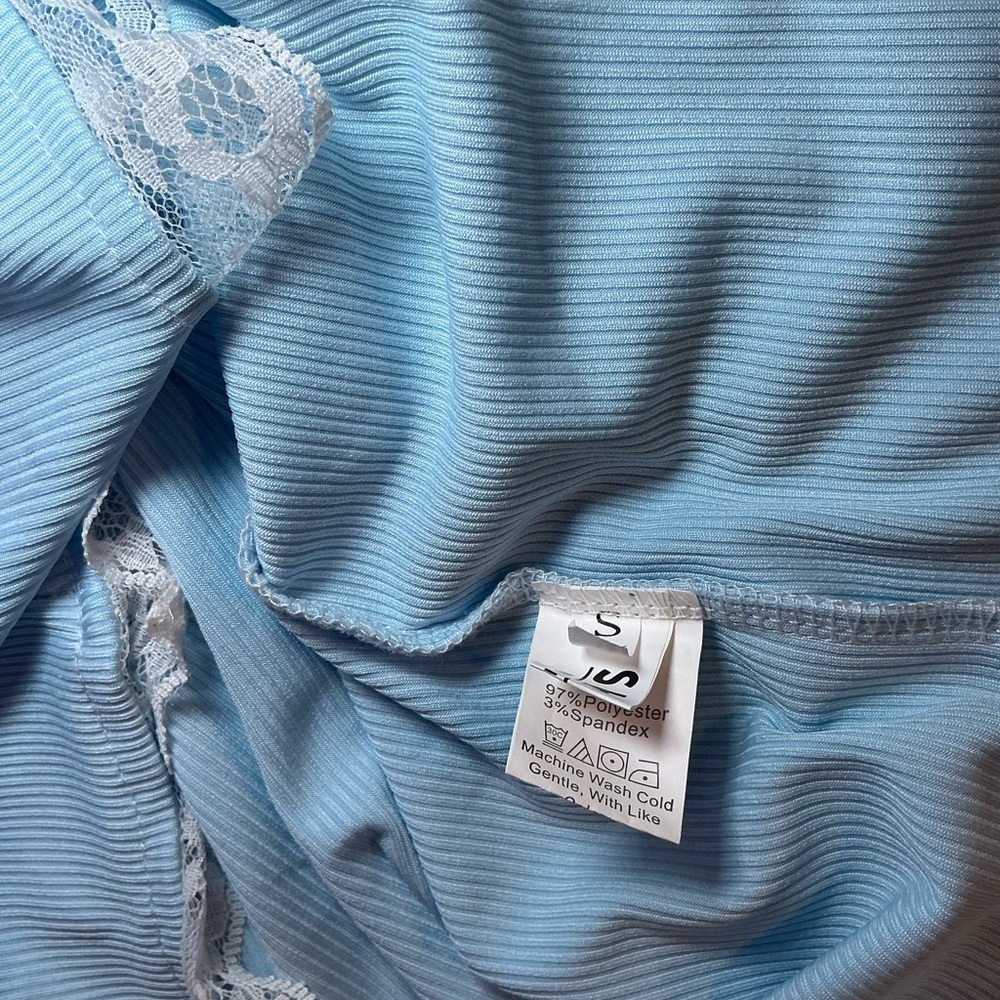 Light Blue Lace Trim Two-Piece Set - Picture 7 of 7